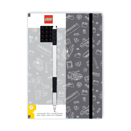 Блокнот Lego с черной гелевой ручкой, черно-серая