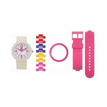 Часы наручные аналоговые Silhouette White/Pink Adult Watch с календарем